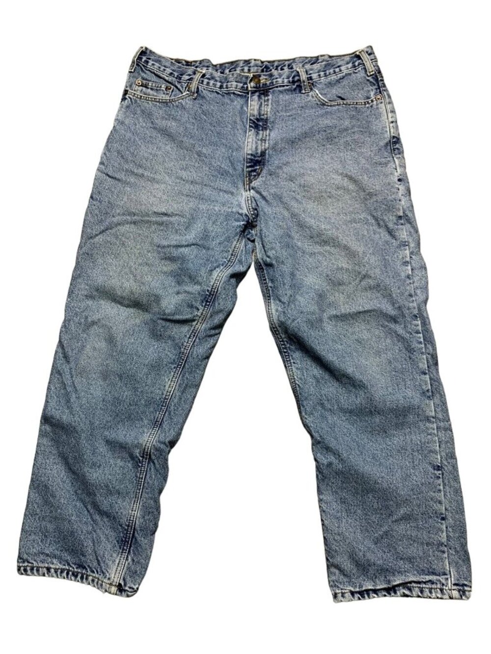 Full Blue Flannel Lined Jeans Mens 40x30 Relaxed Fit 100% Cotton Denim Straight